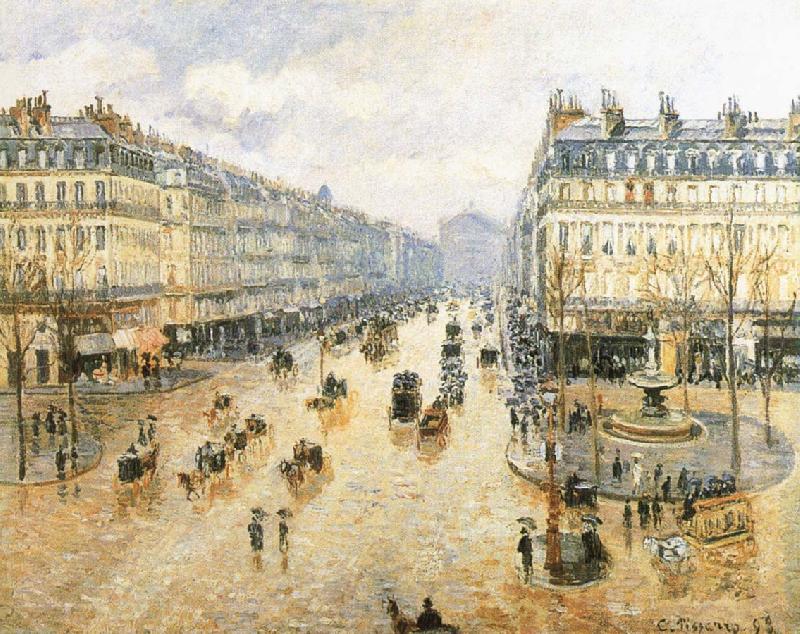 Camille Pissarro Theater Square, the French rain Germany oil painting art